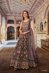 Pure Dola Jacquard Designer Robe pour Femmes Khabarovsk Cuir Travail avec Pure Print Long Salwar Kameez Vente en ligne - Product Image 3