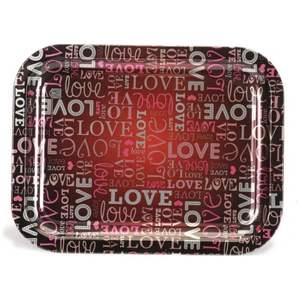 Modern 233x307mm Rectangular Decorative Tray Red Love Serving <b>Platter</b> Fancy Wood Design for Food for Serving Trays - Product Image 1