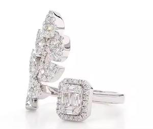 Baguette blanche Original Moissanite diamant Cocktail bague en argent 925 bijoux fins impressionnant bague de Collection personnelle - Product Image 2