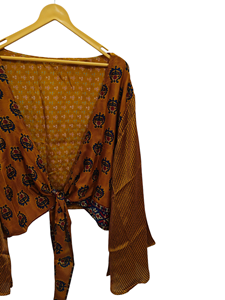 Robe de femme Patchwork Robe de mariée Robe de maternité Cadeau Robe Beach Party Wear Indian Printed Silk Sari Kimono, - Product Image 2