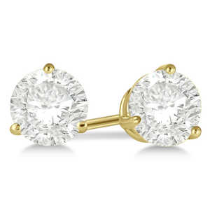 Boucles d'oreilles clous en or jaune 18 carats avec diamant rond, sertissage martini à 3 griffes - Product Image 2