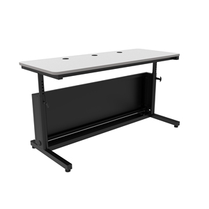 VersaDesk Deluxe Convertible Surface grise/Cadre noir Design contemporain Bureaux de bureau réglables en hauteur Table d'ordinateur - Product Image 4