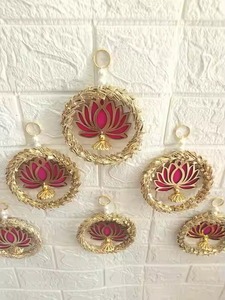 Handcrafted Lotus Hanging Backdrop for Indian Wedding <b>Decor</b> Mehndi Haldi Sangeet Pellikooturu Diwali Puja Mandir& Festival <b>Decor</b> - Product Image 2