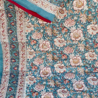 Selimut Katun Ramah Lingkungan Anti Alergi 300tc Cetak Blok India, Selimut Tempat Tidur Tunggal Bolak-Balik Buatan Tangan Motif Bunga