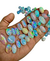 Opale de Welo d'Éthiopie naturelle de haute qualité AA+, cabochon multi-feu, pierres précieuses en vrac certifiées par un tiers, 3-5 carats pour la joaillerie