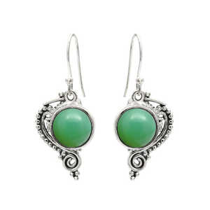 Nouvelles boucles d'oreilles crochet en argent sterling 925 à la mode livrées avec des pierres précieuses chrysoprase coupe ronde bijoux bohèmes uniques et élégants - Product Image 1