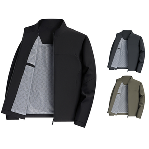 Veste zippée coupe-vent pour homme avec logo personnalisé OEM, style décontracté chic, col montant, vêtement d'extérieur polyvalent pour le printemps et l'automne, blazer, veste - Product Image 1