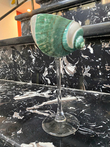 Verres à vin en coquillage poli, hauteur 20 cm, vaisselle de luxe, coquille de turbo, coupe en conque, décoration pour la maison et les restaurants, 2025 - Product Image 2