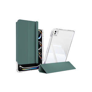 Funda Protectora para Tablet Netzy 2024 Verde Oscuro con Airbag para iPad Pro 11, Desmontable, Magnética, de PU, Resistente a Golpes - Product Image 1
