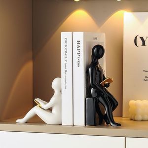Man Face Sculpture Ceramic Bookends Decorative <b>Book</b> Holder for Home Office Shelf Study Desk Stylish Storage and Display - Product Image 3