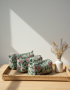 Recién llegado de alta calidad, neceser con estampado de concha Floral y bloque de mano, Juego de 3 bolsas multiusos de viaje y lavandería para regalo de mujer - Product Image 1