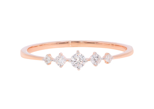 Whimsical 0.14Ct Round Lab Grown Diamond Anillo de 5 piedras en oro rosa de 14K OEM Venta al por mayor Anillo de diamantes de amor personalizable - Product Image 4