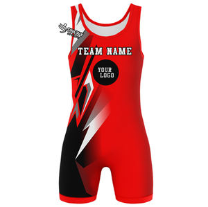 Camiseta Deportiva de Lucha Libre para Hombre de Alta Calidad, de Spandex/Poliéster, con Pantalones Cortos de Talla Grande y Logotipo Frontal - Product Image 1