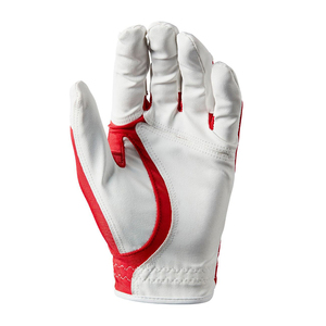 Guantes de golf de cuero PU Cabretta con estilo al por mayor, empuñaduras antideslizantes en rojo y blanco, diseño de logotipo personalizado para deportes - Product Image 2