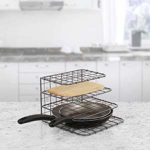 Support à casseroles de luxe moderne en métal pour casseroles et poêles, crochet pour ustensiles, support de rangement suspendu mural, organisateur de cuisine - Product Image 5