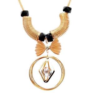 Urthn สร้อยคอหินแก้วชุบสีโรสโกลด์1107716B เครื่องประดับแฟชั่น - Product Image 1