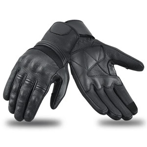 Guantes de cuero de vaca perforados con pantalla táctil para motocicleta con protección para nudillos - Product Image 2