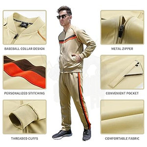 Conjunto de chándales informales de 2 piezas para hombre, chaqueta de chándal de manga larga con cremallera, pantalones de chándal, chándal deportivo para correr, gimnasio - Product Image 4
