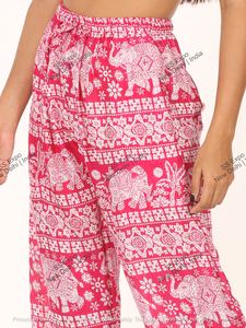 Femmes taille libre rayonne Hippy Boho ballon droit sarouel Baggy Streetwear Yoga pantalon cordon fermeture tissé plat lavé - Product Image 6