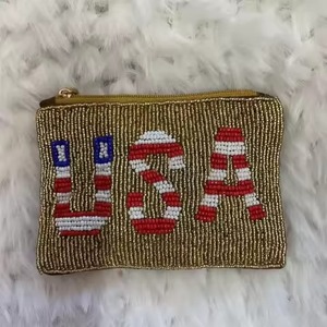 Pochette à monnaie personnalisable en perles brodées avec un design floral élégant, sac d'art coloré fait main – Accessoire de mode promotionnel - Product Image 1