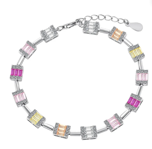 Dainty <b>Charming</b> Emerald Cut Daily <b>Bracelet</b> Tennis <b>Bracelet</b> <b>Sterling</b> 925 <b>Silver</b> Luxury <b>Bracelet</b> with Diamond - Product Image 1