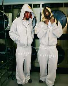 Streetwear surdimensionné en coton avec patch de broderie personnalisé 2 pièces sweat à capuche zippé et short pour hommes ensemble survêtement survêtement - Product Image 6