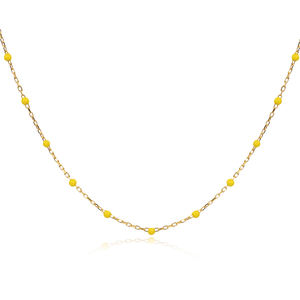 Collier chaîne pour femme en argent sterling 925 turc fait main, design émail jaune tendance, bijoux en gros - Product Image 5