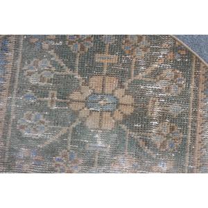 Tapis rond turc vintage 2,5x1,5 pieds, tapis floral vert en laine - Product Image 5