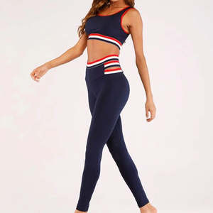 Ensemble de yoga et de fitness pour femmes, vêtements de sport respirants personnalisés, soutien-gorge de sport et leggings, motif uni, fermeture à cordon - Product Image 2