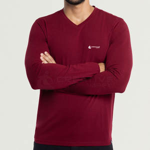 Camiseta de manga larga con cuello en V de alta calidad, perfecta para ropa informal, gimnasio, marca o obsequios de eventos - Product Image 2