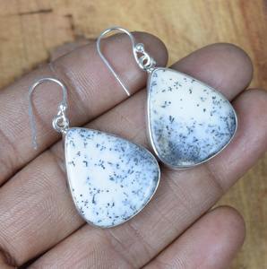 Boucles d'oreilles Dendrite Gemstone Spinner pour femmes Dangle Girls Fashion Handmade 925 Solid Sterling Silver 925 Stamp Silver Jewellery - Product Image 3