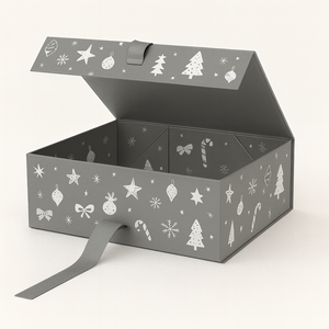 تخزين مجوهرات الذكرى السنوية لحفلات الزفاف عيد الميلاد عيد الحب إغلاق مغناطيسي صناديق هدايا عيد الميلاد الرمادي عشية عيد الميلاد - Product Image 4