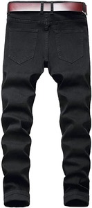 กางเกงยีนส์สกินนี่สีดำสำหรับผู้ชายระบายอากาศได้ดีขายาวตามสั่ง - Product Image 2