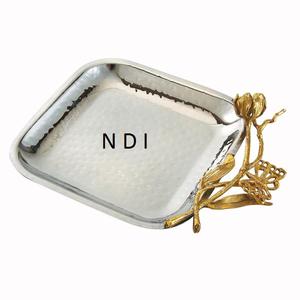 Plateau de service en métal de Style le plus récent finition en cuivre plateau de service Dessert alimentaire Restaurant fournitures d'hôtel plateau de serveur de nourriture - Product Image 5