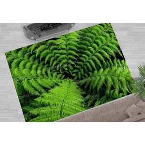 Botanical <b>Printed</b> Rug: Classic, Wedding, <b>Fern</b>, Flower, Green, Step, Decorative, Personalized, Living Room,Nonwoven Thin Rug - Product Image 4