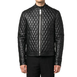 Chaqueta de cuero para hombre, la más vendida del invierno, de cuero genuino, con cuello alto, acolchada, con cremallera, a la moda. - Product Image 1