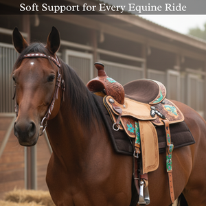 อานม้าแกะสลักด้วยมือลายดอกไม้หนังตะวันตก - Product Image 2