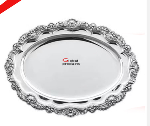 ถาดเสิร์ฟสแตนเลสโลหะสีเงินเคลือบเงาสำหรับร้านอาหารและบาร์ของโรงแรม - Product Image 4