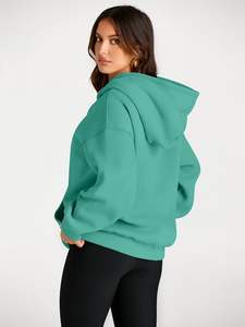 Sweat à capuche oversize pour femme en coton 100% lourd, pull personnalisé avec épaules tombantes, design doublé, longueur longue, col à capuche - Product Image 5