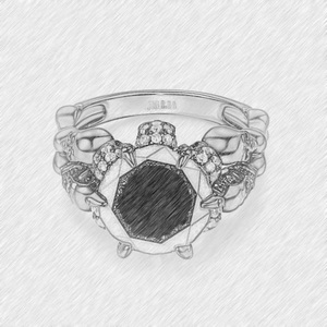 Bague Jeulia en argent sterling noir à coupe ronde avec crâne - Bijou tendance style hip-hop en acier inoxydable pour anniversaire - Product Image 5