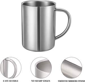Tasse ronde en acier inoxydable avec design simple et poli miroir Parfait pour le plaisir du café et du thé Élégant et durable Drink Ware - Product Image 6