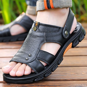 Chaussures de plage décontractées, nouveau style d'été, imperméables, semelle épaisse, en cuir véritable pour hommes, doublure en PU, antidérapantes, respirantes, sandales pour hommes - Product Image 4