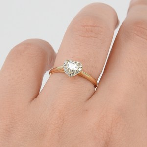 Minimalista VS1 Lab Grown Heart Cut Diamond Propuesta Halo Anillo 14K Oro amarillo Compromiso fino Bodas Regalo para los amantes - Product Image 3