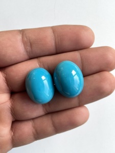 58,55 carats de cabochons turquoise d'Arizona, 2 pièces, paire pour la fabrication de bijoux fins, pierre précieuse naturelle - Product Image 4