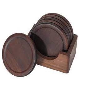 Natural Pine Tea & Coffee <b>Coasters</b> Restaurant and Hotel <b>Table</b> Use Wood <b>Coasters</b> Natural Wood Round Shape <b>Coaster</b> Set With Holder - Product Image 5