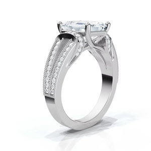 แหวนแต่งงานชุบโรเดียมมีก้านแยกเพชรสีเขียวมรกต2.75กะรัตแหวนหมั้นหรูหราทอง14K VS2สีขาวใส - Product Image 1