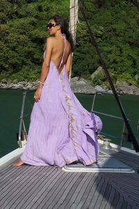 Vestido Largo de Verano para Mujer, Estilo Bohemio, Sexy, sin Espalda, para la Playa, con Estampado Tie-Dye, Hecho a Mano - Product Image 5