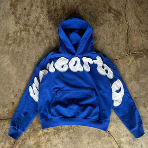 Sweat à Capuche Boxy pour Homme Impression Bouffante Strass Design Distressed Saisonnier Automne Coupe Surdimensionnée Sérigraphie Motif Animal - Product Image 1