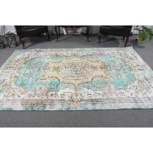 Alfombra Vintage Grande de 5.8x9.2 pies, Alfombra Azul Marroquí Turca de Lana - Product Image 3