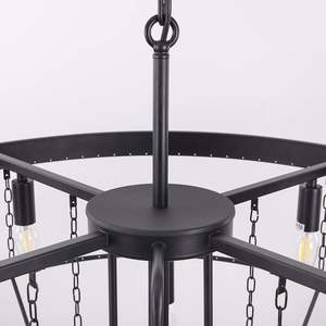 Grands lustres en cristal noir pour le lobby-D39.4, luminaire de lustre moderne rond à 7 couches, suspension au plafond - Product Image 4